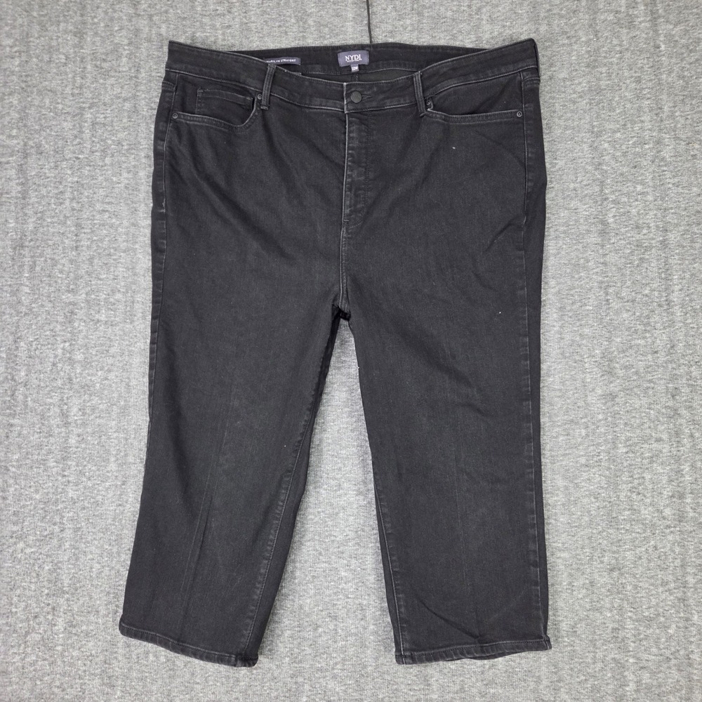 NYDJ Marilyn Straight Leg Black Denim Jeans Womens Size 22W Plus Size Stretch